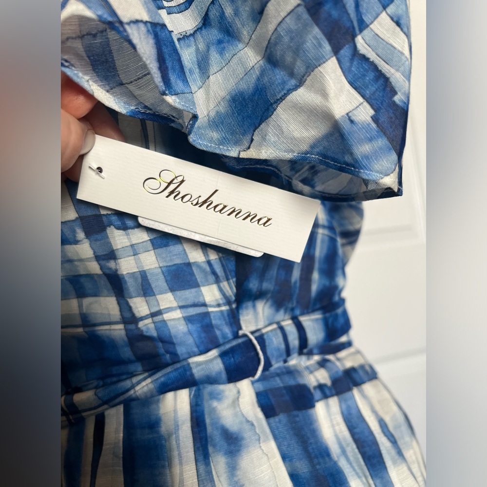NWT Shoshanna Blue Watercolor Linen Dress - Picture 12 of 17
